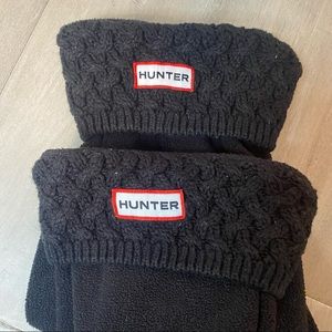 HUNTER Boot Tall Black Cable Fleece Boot Socks